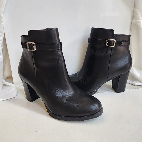 RALPH LAUREN Black Heeled Ankle Boots - Size 7.5B - Picture 1 of 13